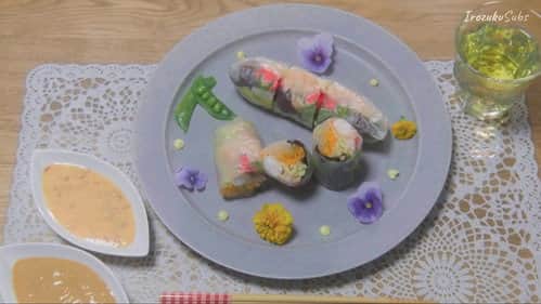 Colourful and rich fresh spring roll noodles