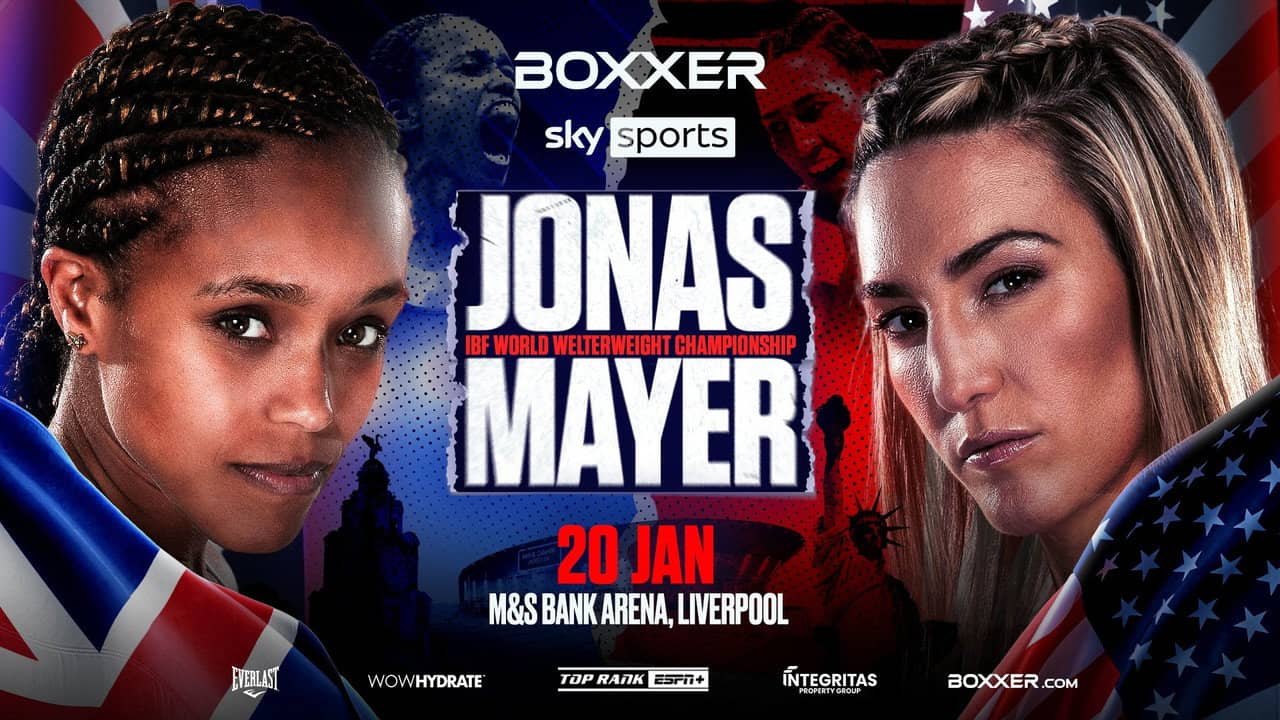 Natasha Jonas vs. Mikaela Mayer backdrop