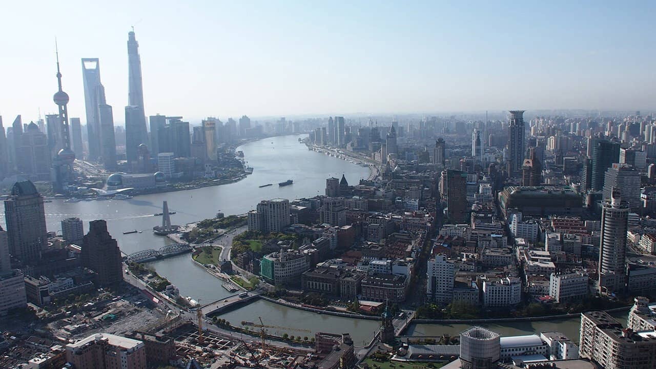 China from above backdrop