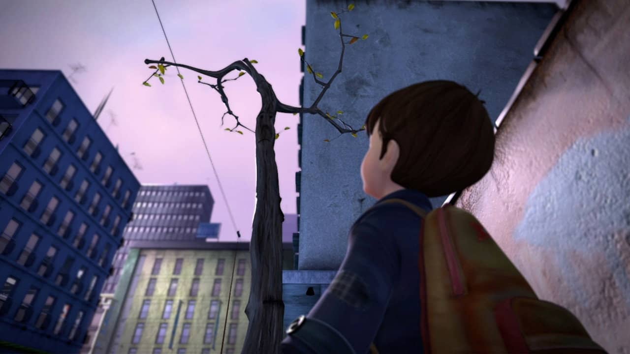 The boy and the tree backdrop