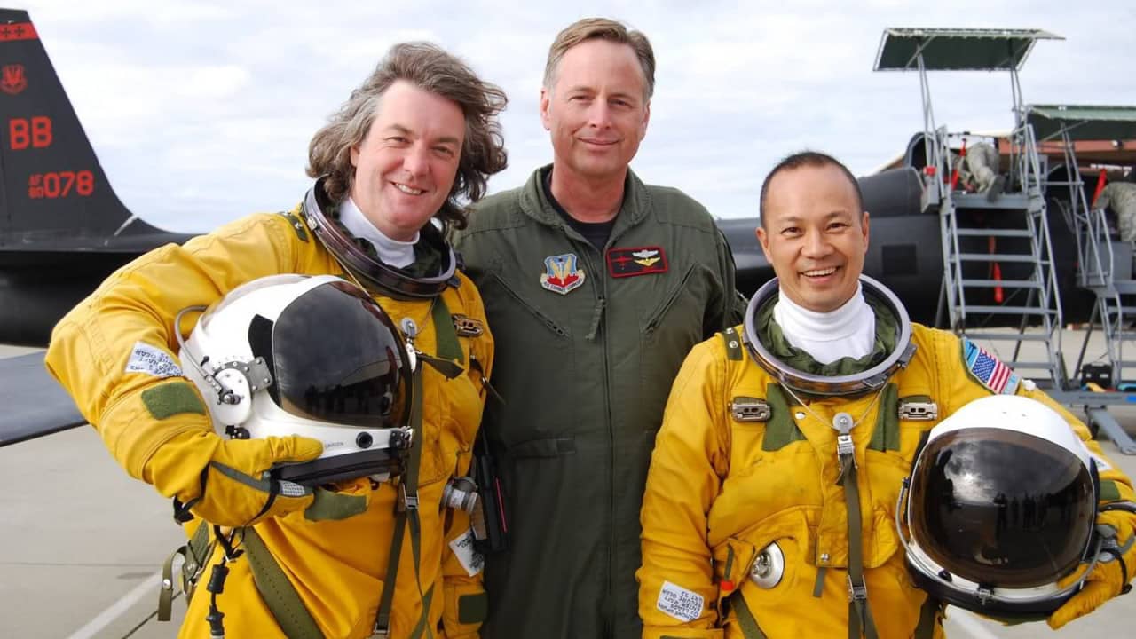 James May at the Edge of Space backdrop