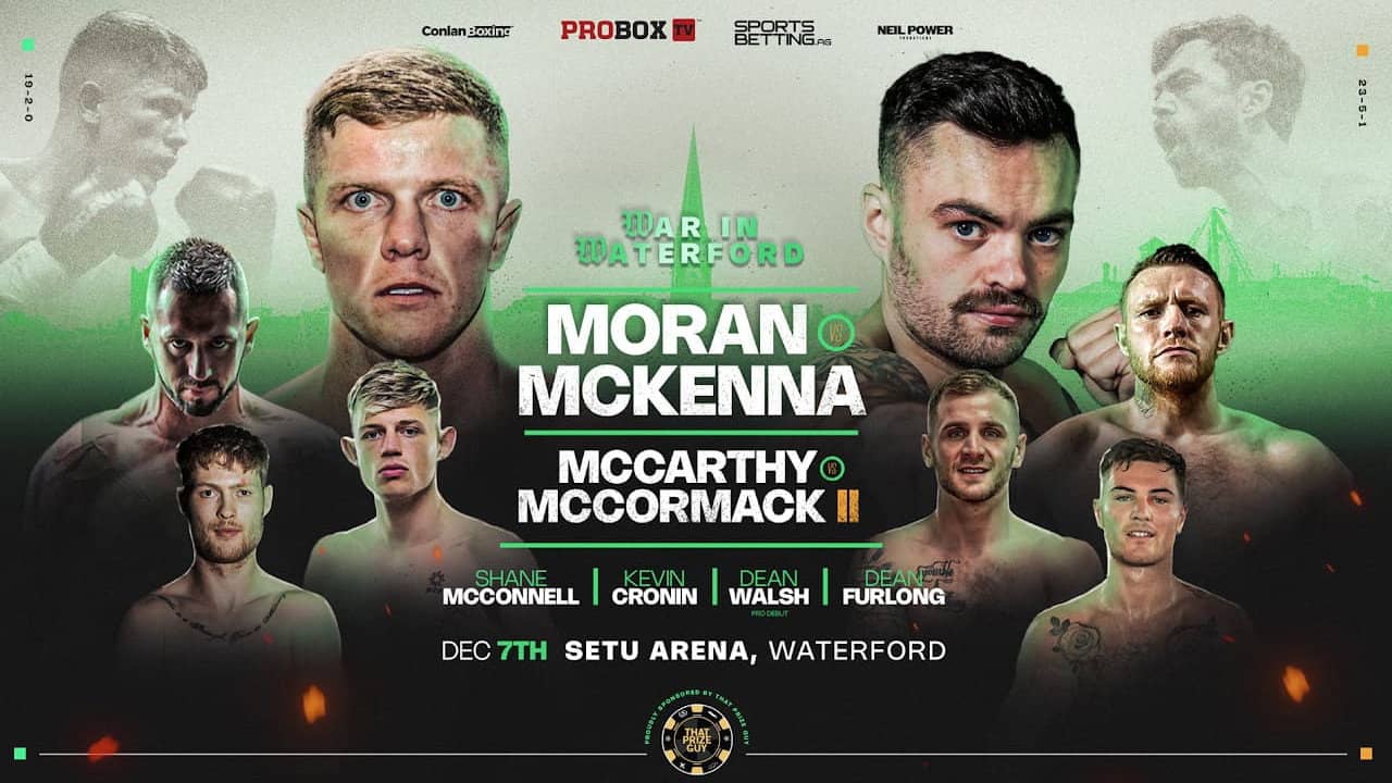Dylan Moran vs. Tyrone McKenna backdrop