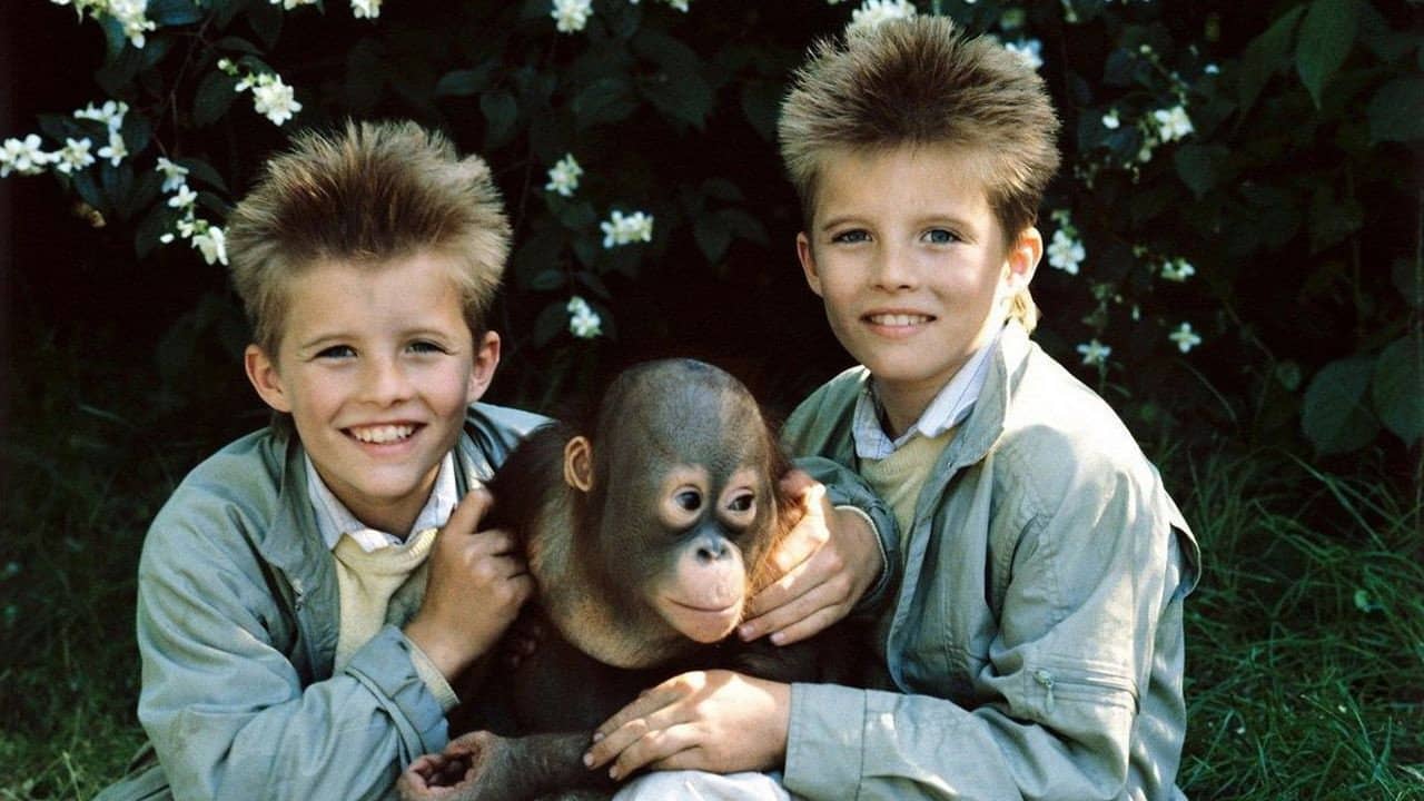 Twins at the Zoo backdrop
