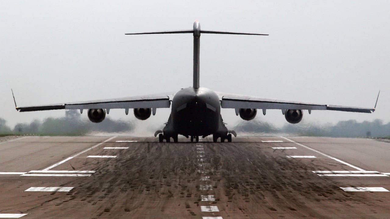 Inside RAF Brize Norton backdrop