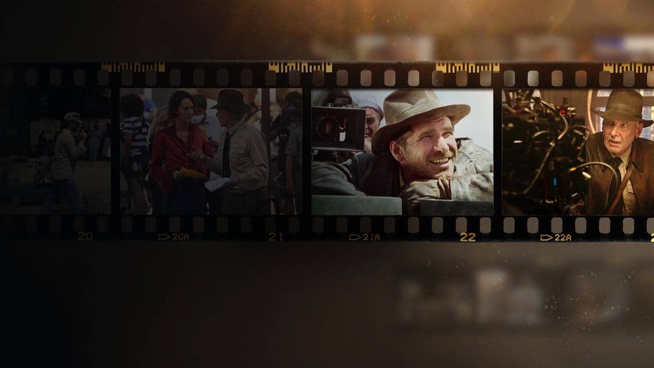 Timeless Heroes: Indiana Jones and Harrison Ford backdrop
