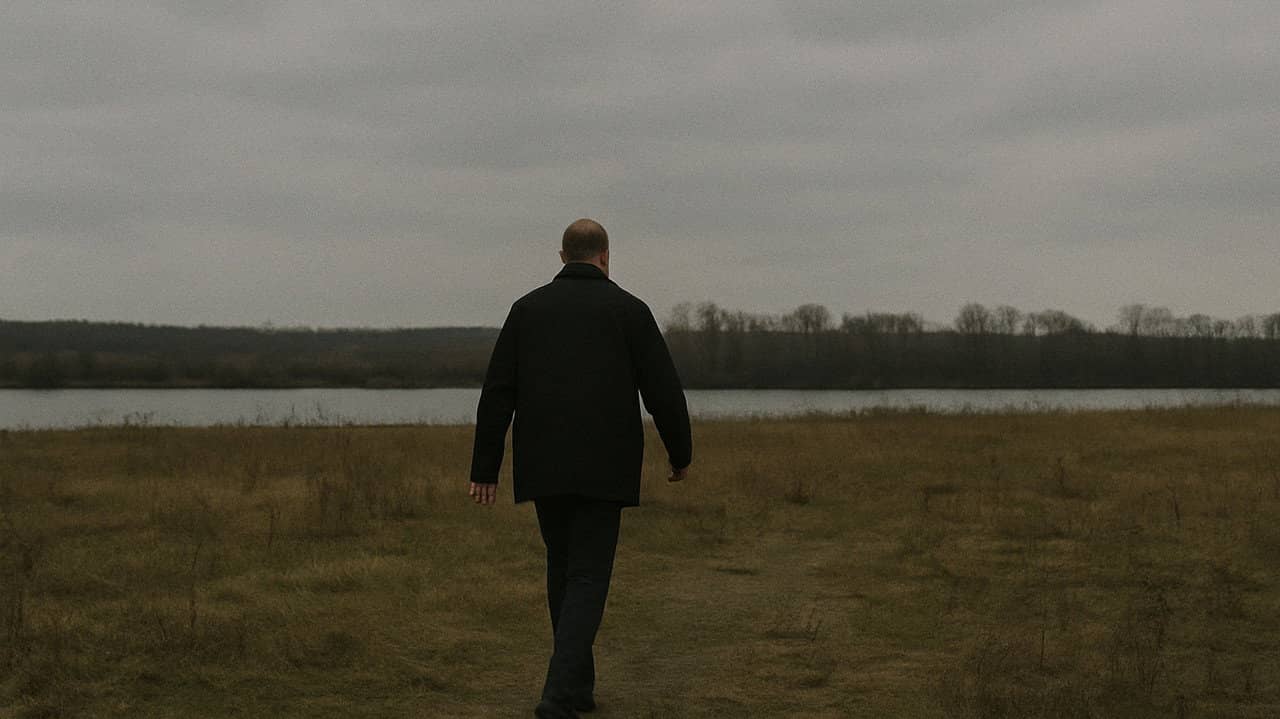 The Man Walking to the River backdrop