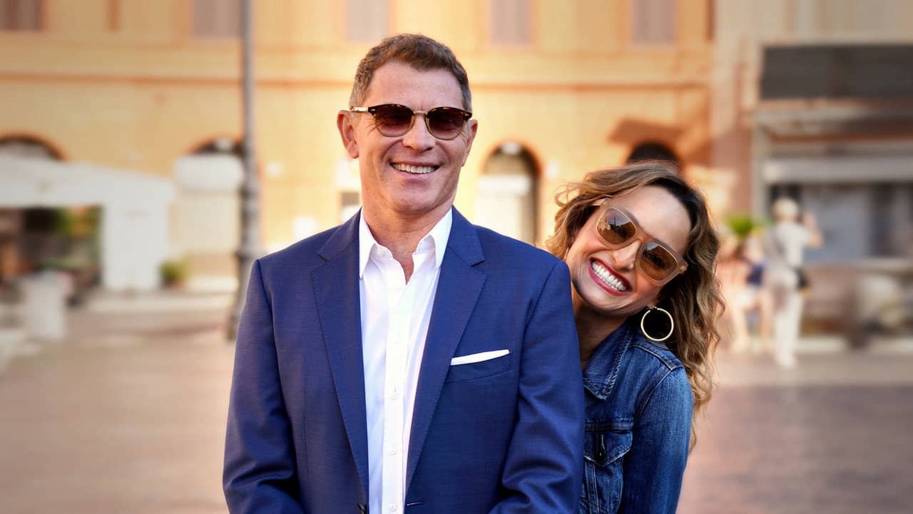 Bobby and Giada in Italy backdrop