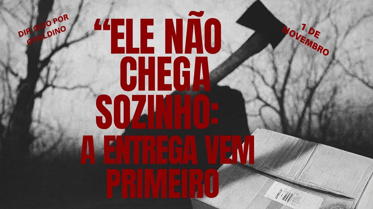 "Ele não chega sozinho: A entrega vem primeiro backdrop