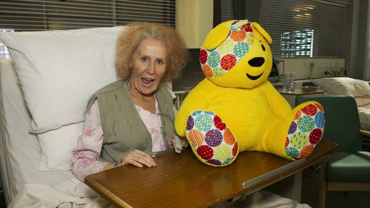 Catherine Tate's Nan vs Holby City backdrop
