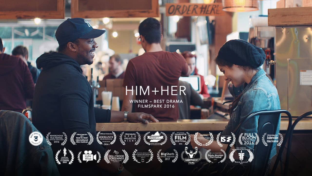 Him + Her backdrop